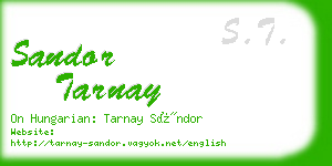 sandor tarnay business card